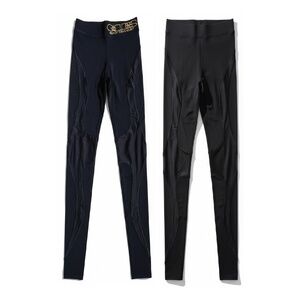 GOLDDESS SPORTSWEAR - LEGGINGS - MATT/ SEE THROUGH NET - BLACK - NEW NO TAG